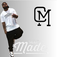 a man in a t - shirt with the words self made